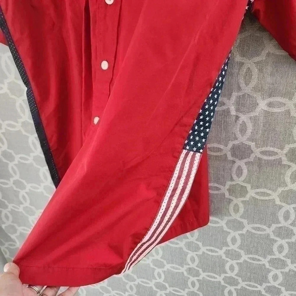 Tommy Jeans Button Up Short sleeve Mesh USA Flag Shirt Men's XL - Picture 4 of 9